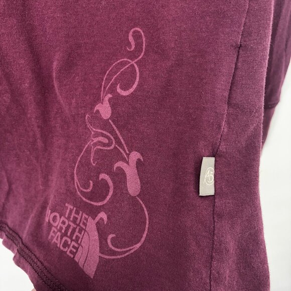 The North Face Womens S/P Purple Wine Long Sleeve V-Neck Cotton Shirt Scroll - Picture 6 of 6